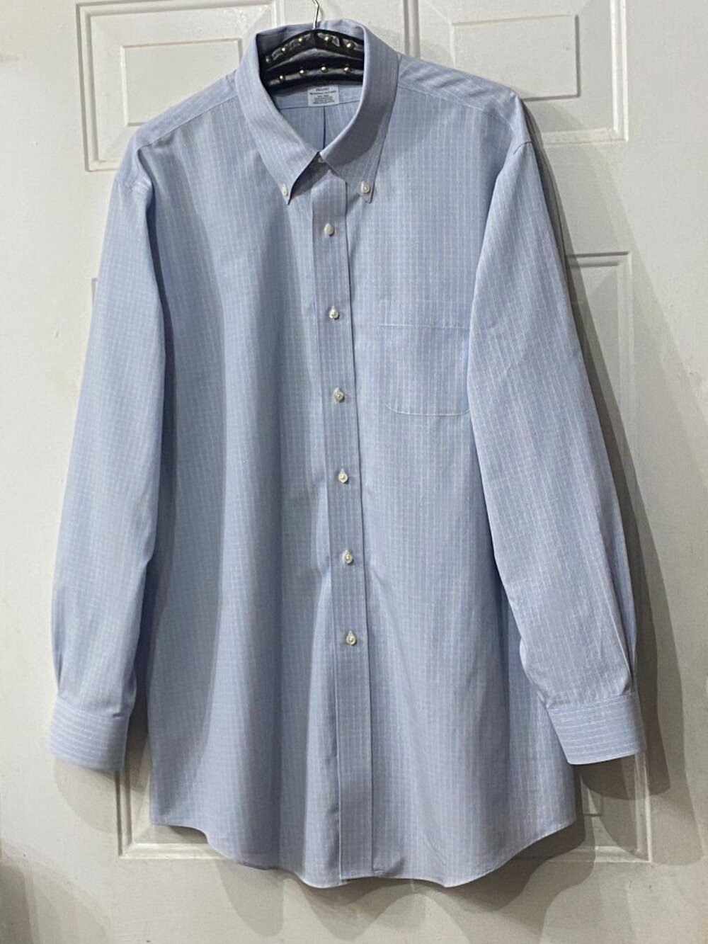 Brooks Brothers Polo Regent Dress Shirt Blue/Yellow/White Check Sz 17.5-34 (XL)